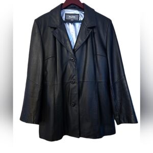 Wilsons Black Leather Coat Button Up Lined Y2K 90's 80's Goth Rocker Size XL